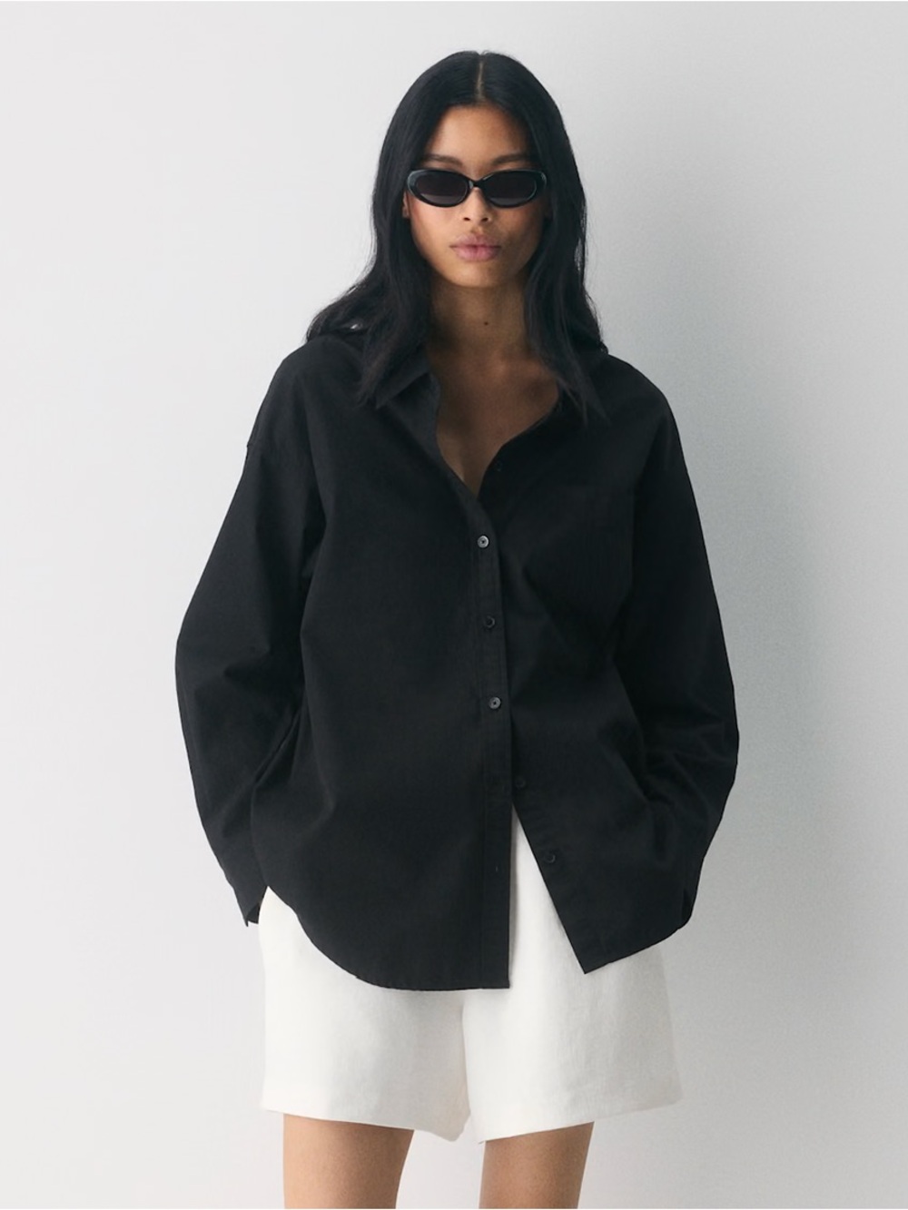 Wilfred Black Collared Button Shirt